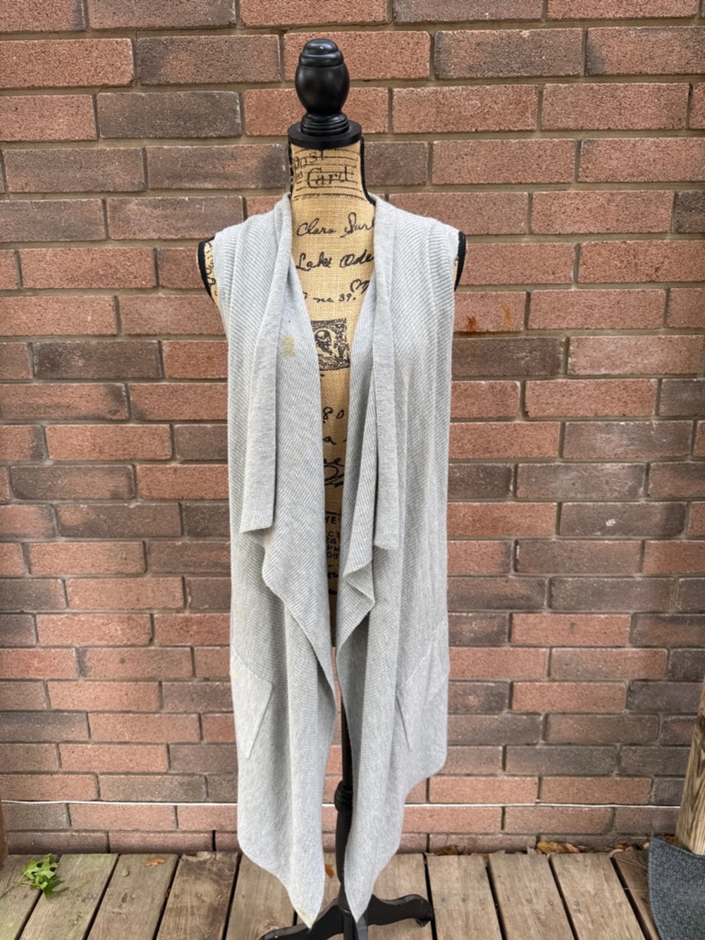 Banana Republic Light Gray Knit Drape Vest Cardigan Size XS